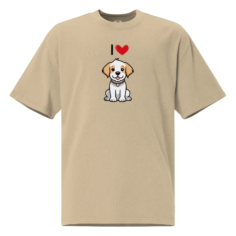 I Love Dogs Oversized faded t-shirt Houndstooth Herringbone Solid