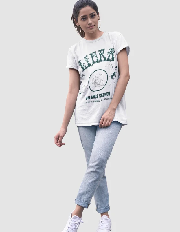 Libra The Scales Graphic Printed Oversized T-Shirt For Women Welt Pockets Slit Pockets