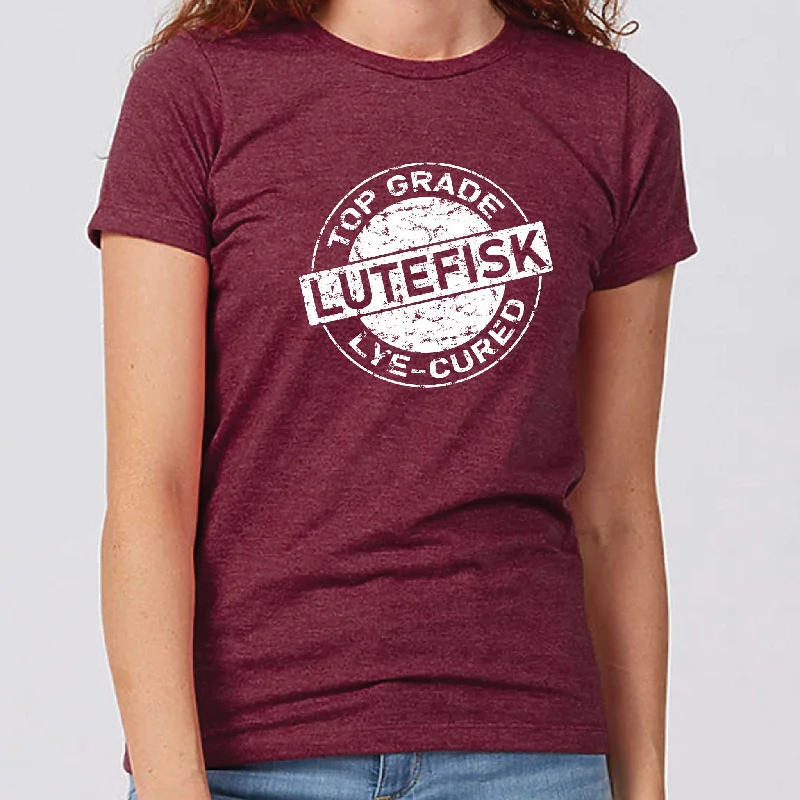 Lutefisk Minnesota Women's Slim Fit T-Shirt Spandex Blend Rayon Blend Denim Blend