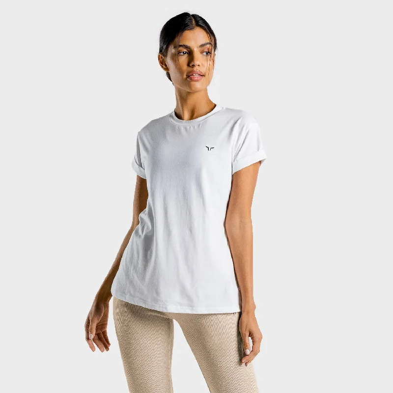 Luxe Oversize Tee - White Front Pockets Side Pockets Patch Pockets