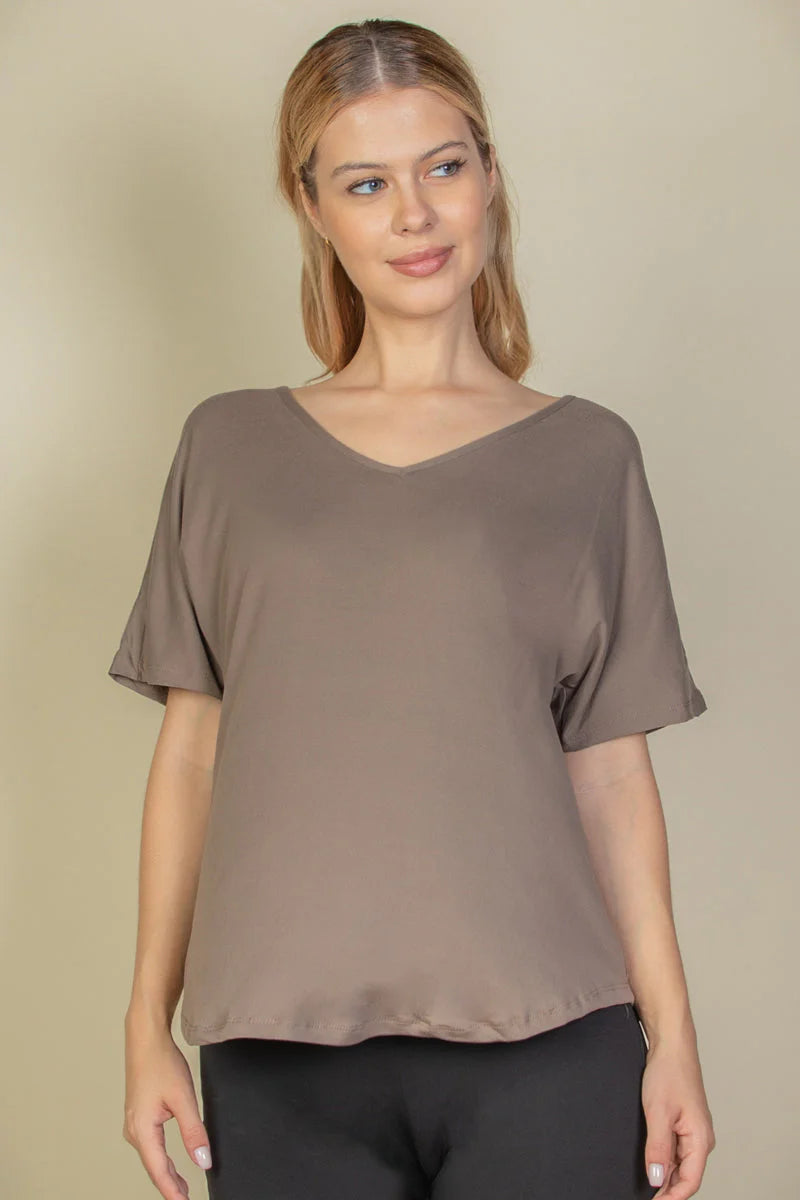 Mocha Buttery Cutout Back Tee Mesh Blend Leather Blend Suede Blend