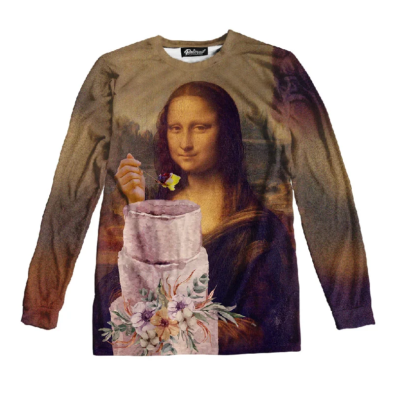 Mona Lisa Cake Unisex Long Sleeve Tee Fashionable Trendy Casual