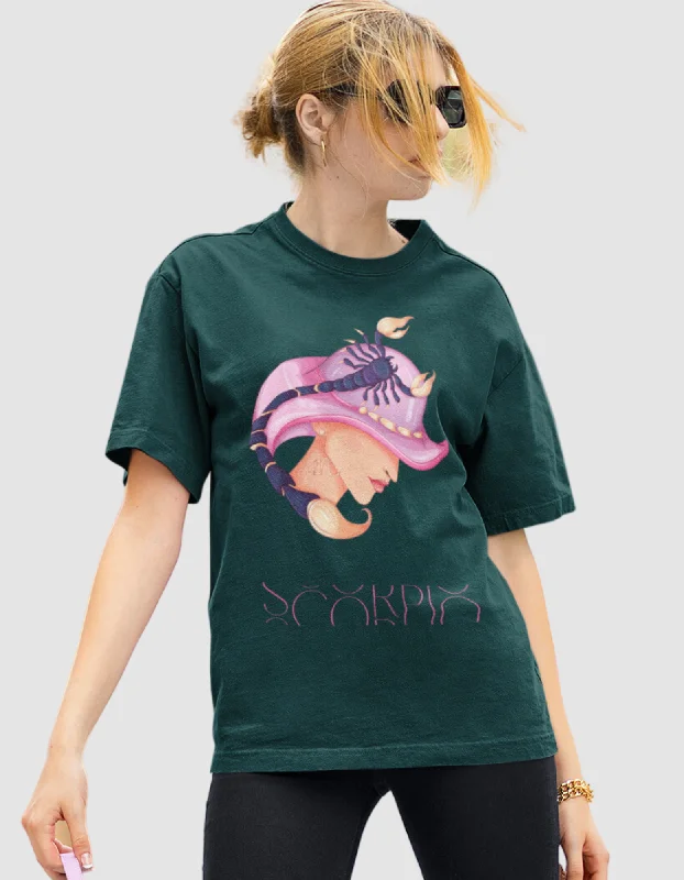 Scorpio Zodiac Graphic Printed Oversized T-Shirt For Women Layered Multi-layer Single Layer