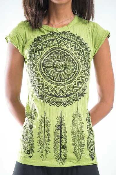 Sure Design Women's Dreamcatcher T-Shirt Lime Iron Safe Non-Iron Wrinkle Free