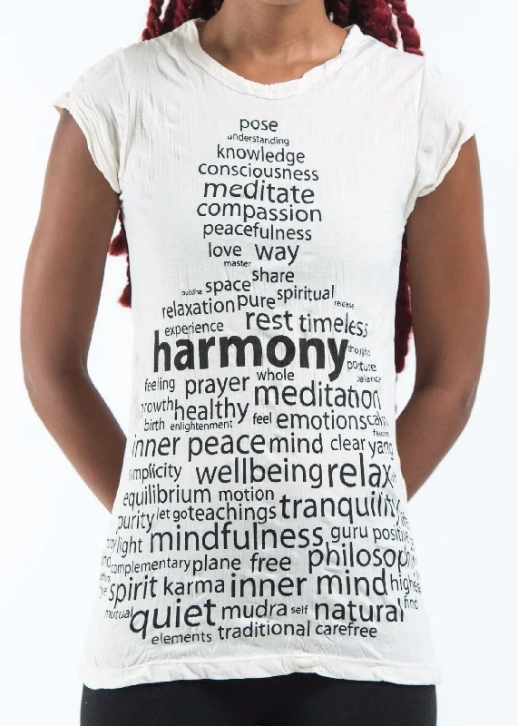 Sure Design Women's Harmony T-Shirt White Satin Blend Silk Blend Wool Blend