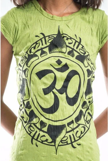 Sure Design Women's Infinitee Ohm T-Shirt Lime Front Pockets Side Pockets Patch Pockets