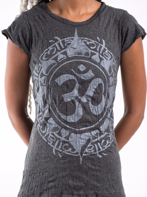 Sure Design Women's Infinitee Ohm T-Shirt Silver on Black Elasticated Padded Insulated