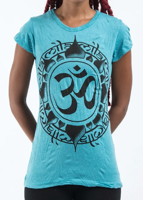 Sure Design Women's Infinitee Ohm T-Shirt Turquoise Mesh Canvas Denim