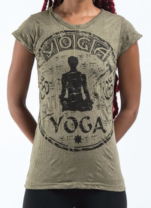 Sure Design Women's Infinitee Yoga Stamp T-Shirt Green Terry Blend Velvet Blend Canvas Blend