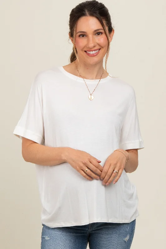 White Relaxed Fit Maternity T-Shirt Casual Formal Business