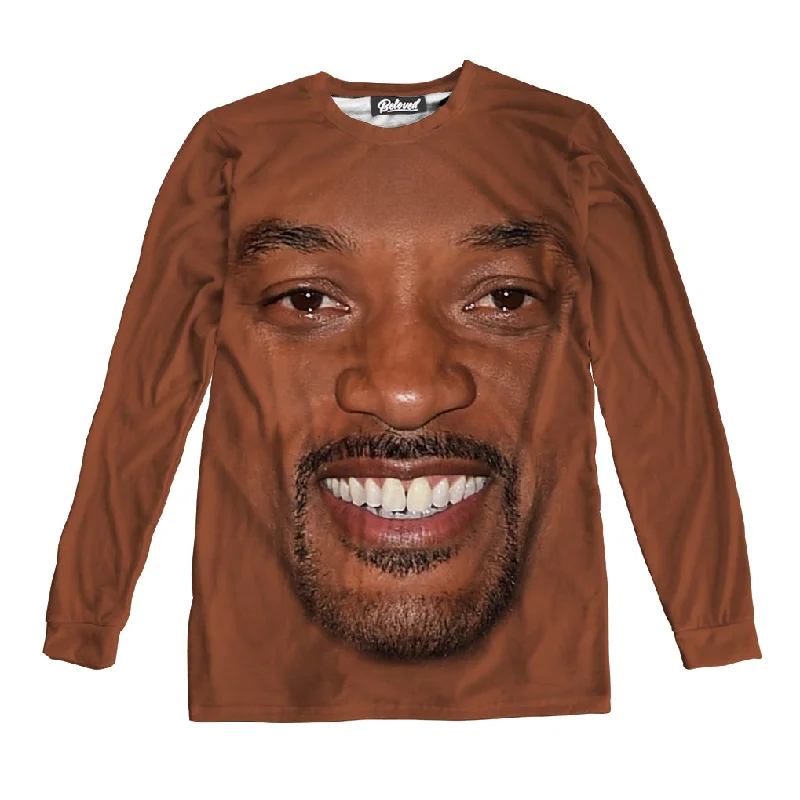 Will Smith Face Unisex Long Sleeve Tee Faux Fur Fabric Real Fur Fabric Shearling Fabric