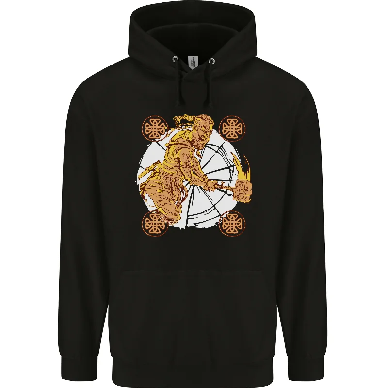 A Viking With a Hammer Thor Tribal Valhalla Mens 80% Cotton Hoodie Hoodie with Earth Tones Natural Calm