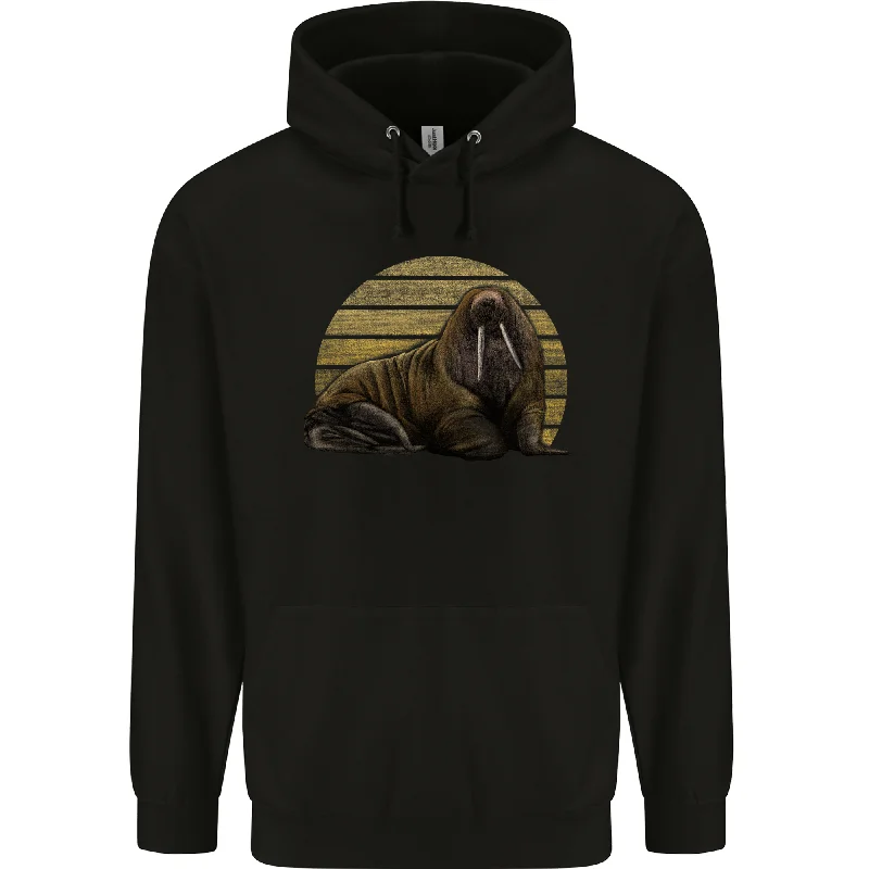 A Walrus Painting Mens 80% Cotton Hoodie Hoodie with Exposed Zipper Edgy Industrial