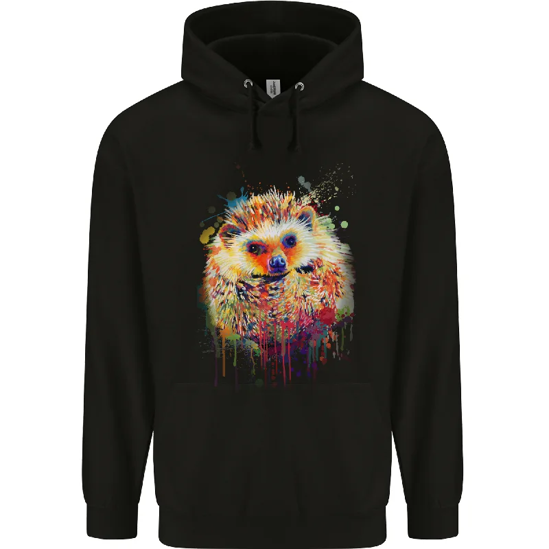 A Watercolour Hedgehog Mens 80% Cotton Hoodie Hoodie Dress Longline Feminine