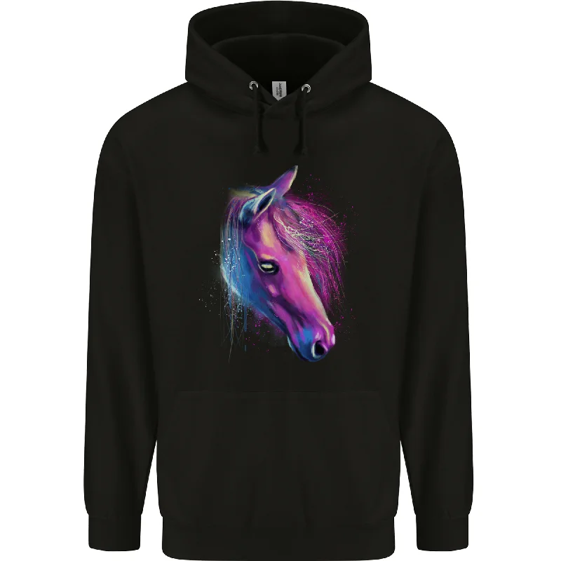 A Watercolour Horse Mens 80% Cotton Hoodie Hoodie with Hood Adjustable Protection