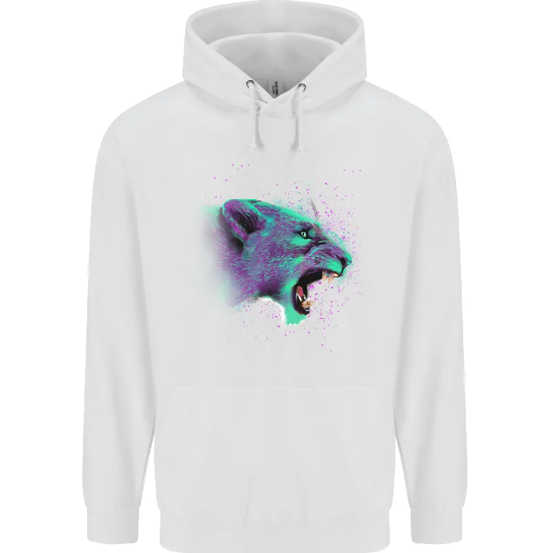 A Watercolour Lion Mens 80% Cotton Hoodie Hoodie with Emblem Brand Identity