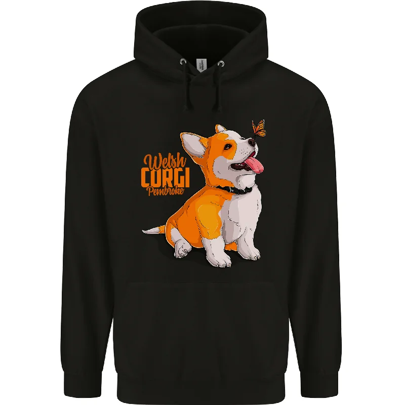 A Welsh Corgi Illustration Dog Mens 80% Cotton Hoodie Hoodie with Lining Warm Insulated