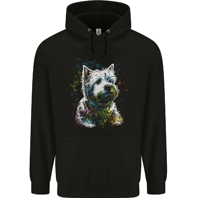 A West Highland White Terrier Dog Mens 80% Cotton Hoodie Hoodie with Oversized Fit Loose Comfortable