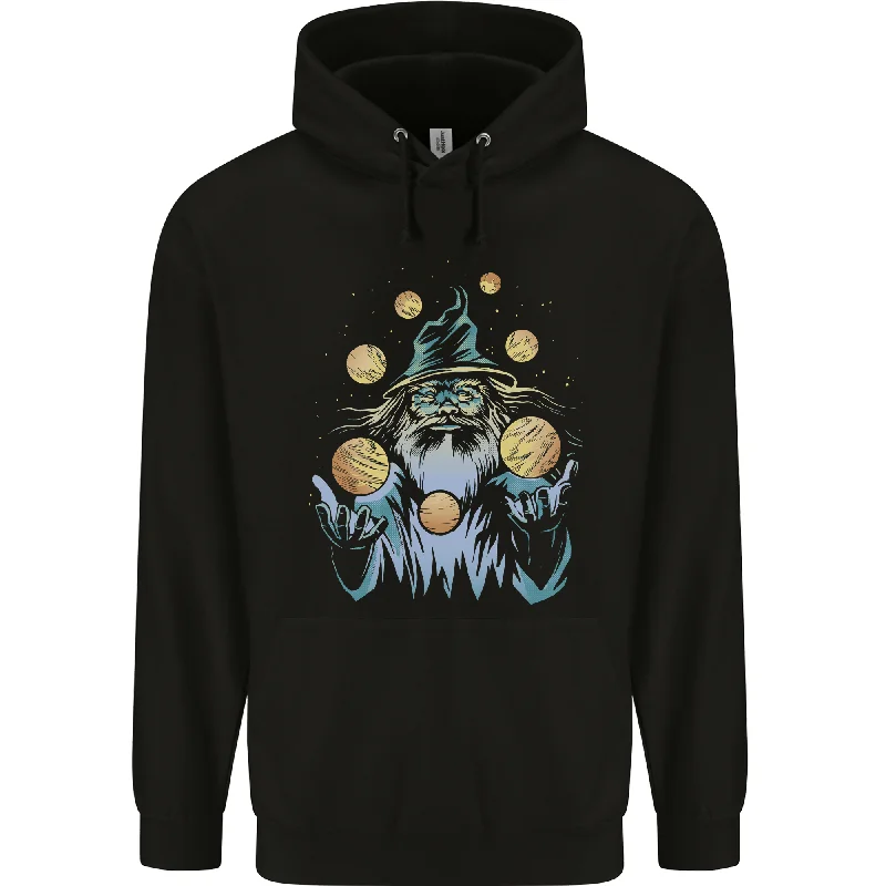 A Wizard Juggling Planets Space Fantasy Mens 80% Cotton Hoodie Hoodie Dress Longline Feminine