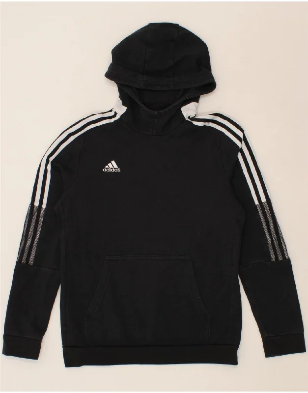 ADIDAS Womens Hoodie Jumper UK 12/14 Medium Black Cotton Hoodie with Ribbed Cuffs Snug Fit Comfort