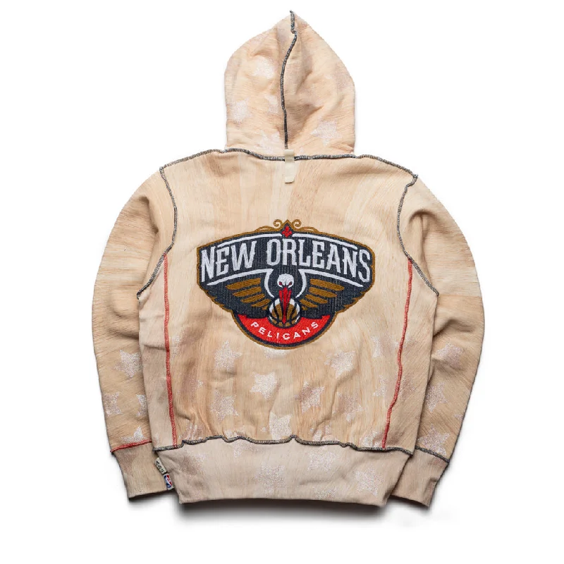 Advisory Board Crystals x NBA New Orleans Pelicans Hoodie - Wood Grain Hoodie with Frayed Bohemian Relaxed