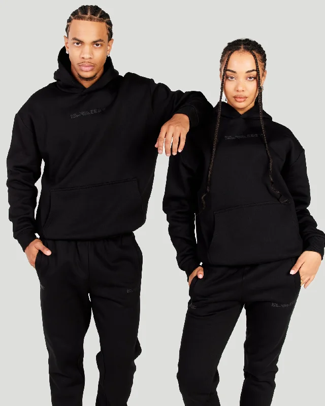 Capital V2 Hoodie - Black / Black Hoodie with Turtle Neck Cozy Winter