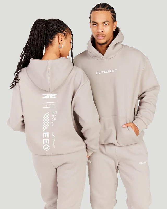 Capital V2 Hoodie - Taupe Hoodie with Half-Zip Sporty Casual