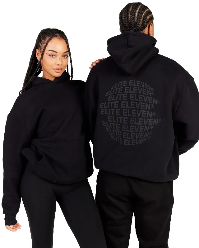 Community Hoodie - Black/Black Hoodie with Oversized Fit Loose Comfortable