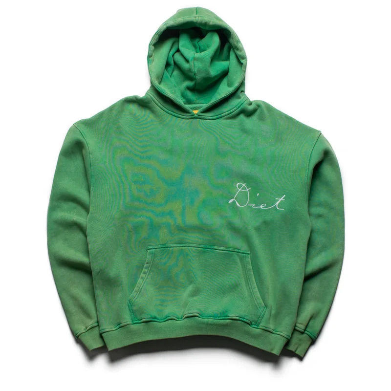 Diet Starts Monday Chainstitch Hoodie - Green Hoodie with Half-Zip Sporty Casual