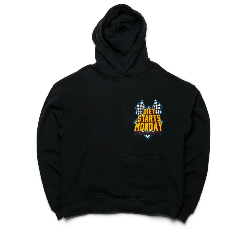 Diet Starts Monday Demolition Hoodie - Black Hoodie with Typography Text Message