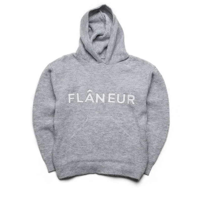 Flaneur Knitted Logo Hoodie - Grey Hoodie with Sequins Glamorous Eye-catching