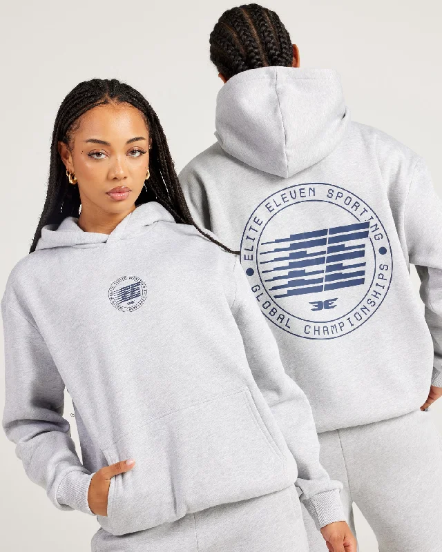 Global Championship Hoodie - Grey Hoodie with Hem Elastic Stretchable Comfortable