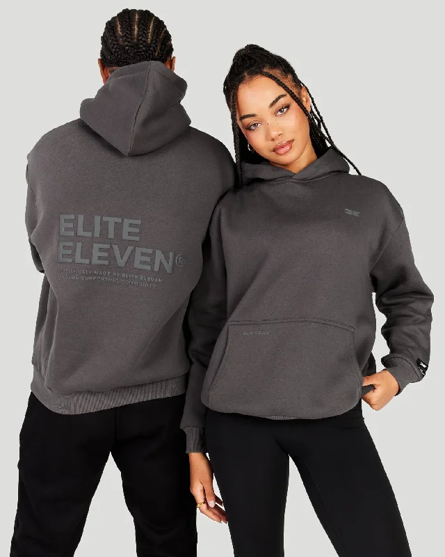 Icon Hoodie - Slate Hoodie with Hem Applique Textured Unique