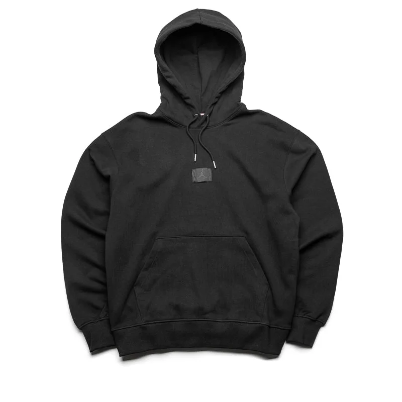 Jordan Flight Fleece Hoodie - Black Hoodie with Hem Frayed Vintage Worn