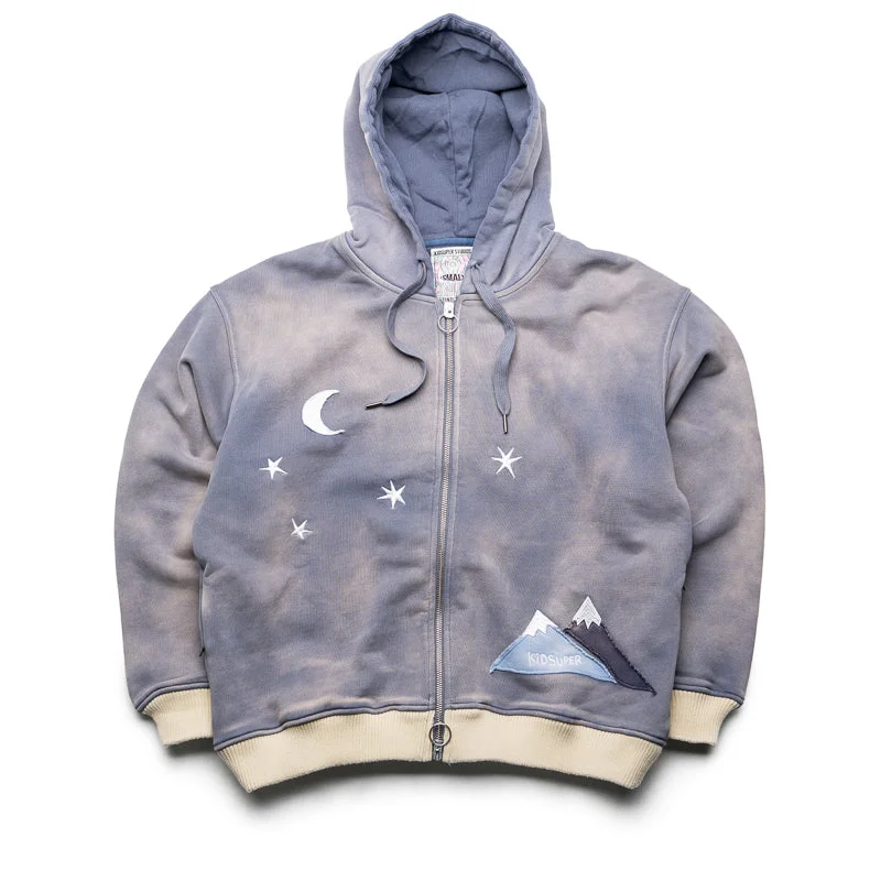 KidSuper Moon Heavyweight Zip Up Hoodie - Blue Hoodie with Gradient Ombre Colorful