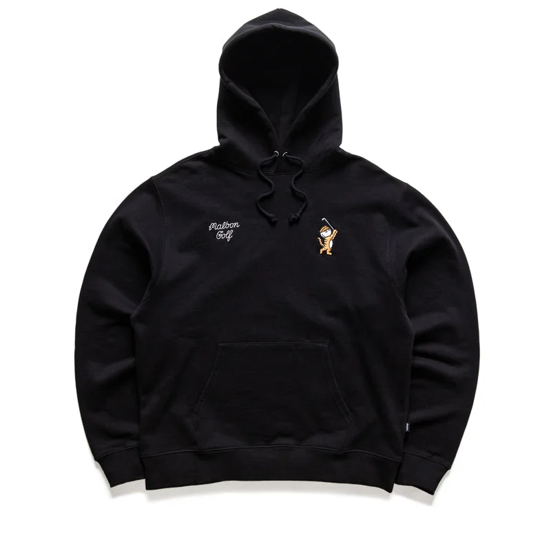 Malbon Golf Tiger Buckets Hoodie - Black Hoodie with Half-Zip Sporty Casual