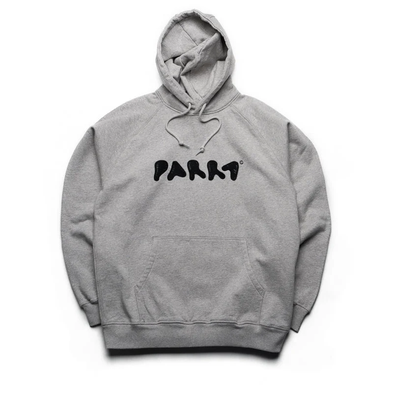 Parra Blob Logo Hooded Sweatshirt - Heather Grey Hoodie with Cropped Fit Short Trendy