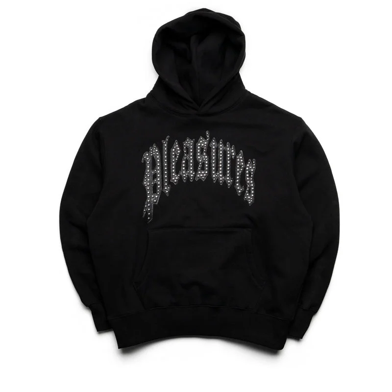 Pleasures Twitch Studded Hoodie - Black Hoodie with Ribbed Neckline Snug Warm