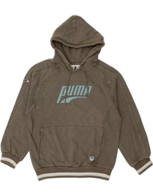 PUMA Boys Graphic Hoodie Jumper 11-12 Years Large Grey Cotton Hoodie with Strings Custom Fit Adjustable