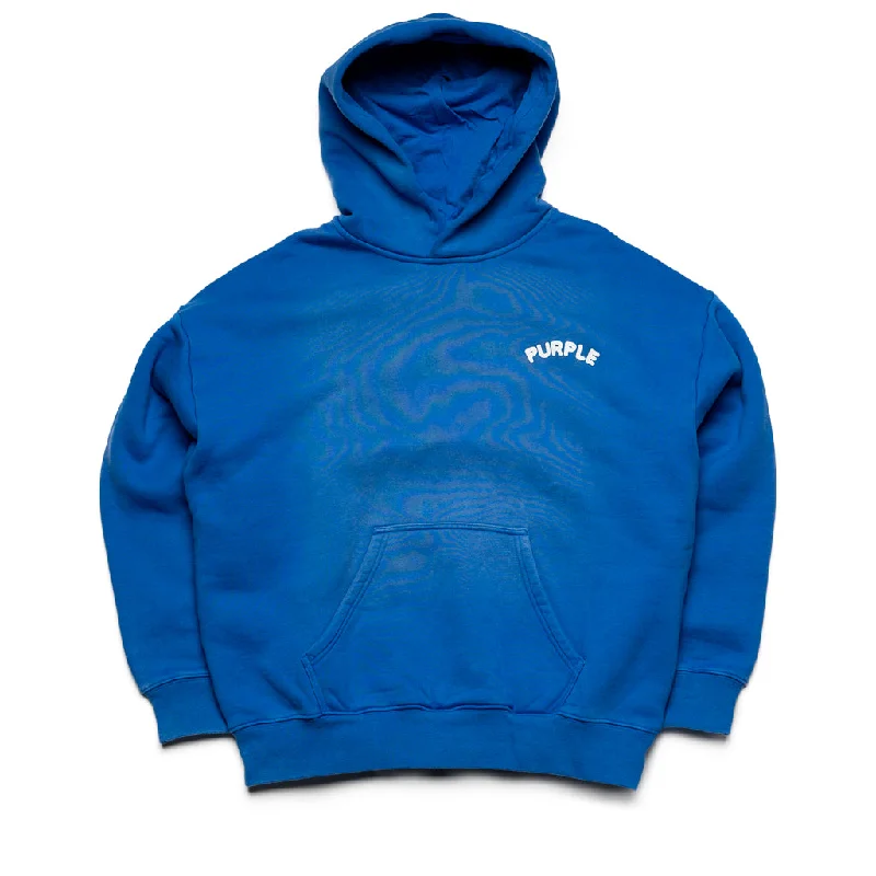 Purple Brand Heavyweight Fleece Hoodie - Blue Hoodie with Contrast Stitching Detailed Premium