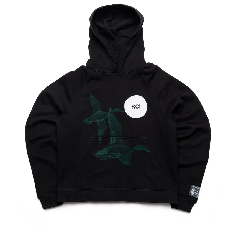 Reese Cooper Ducks Hoodie - Black Hoodie with Hem Applique Textured Unique