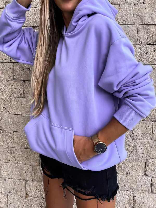 Relaxed Fit Sweatshirt Hoodie with Lace Feminine Delicate