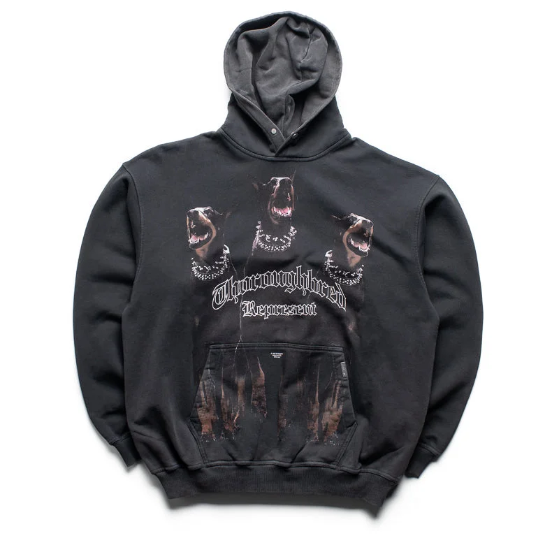 Represent Thoroughbred Hoodie - Vintage Black Hoodie with Strings Custom Fit Adjustable