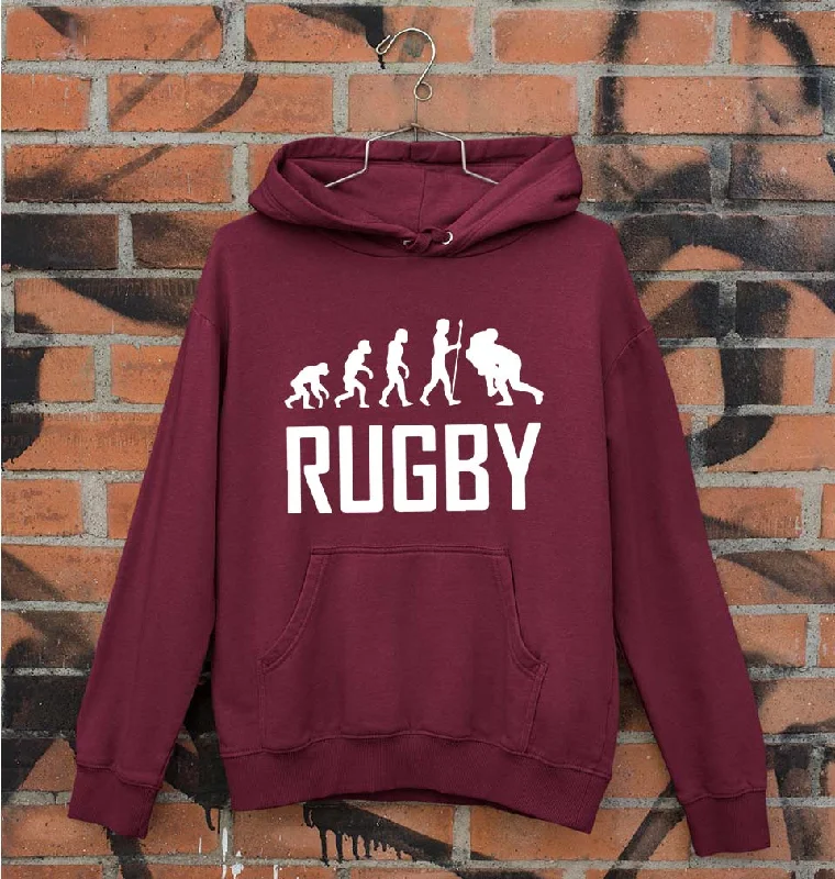 Rugby Evolution Unisex Hoodie for Men/Women Hoodie with Hem Patch Decorative Personalized