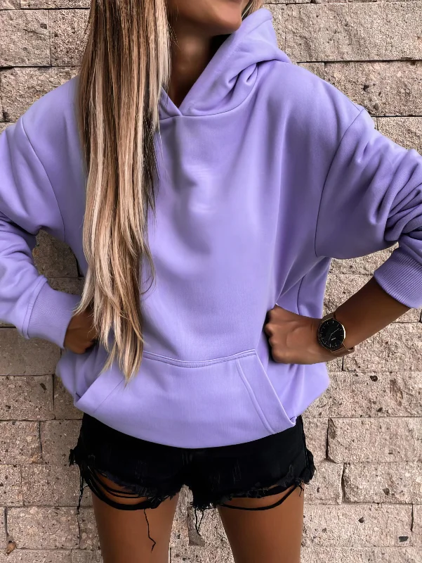 Simple Sweatshirt Hoodie with Longline Fit Extended Stylish