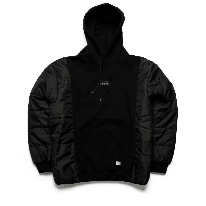 Stampd Stacked Puffer Hoodie - Black Hoodie with Lining Warm Insulated