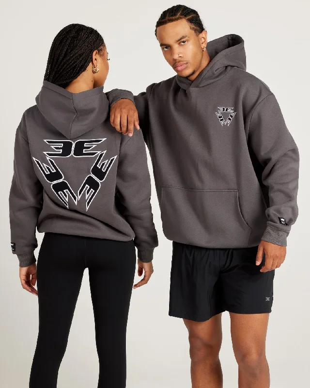 Tri Logo Hoodie - Slate / Black Hoodie with Pattern Geometric Abstract