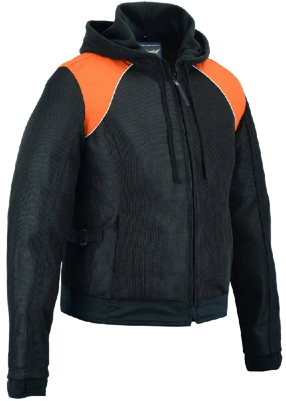 DS827 Women's Mesh 3-in-1 Riding Jacket (Black/Orange) Satin Jacket Silk Jacket Chiffon Jacket