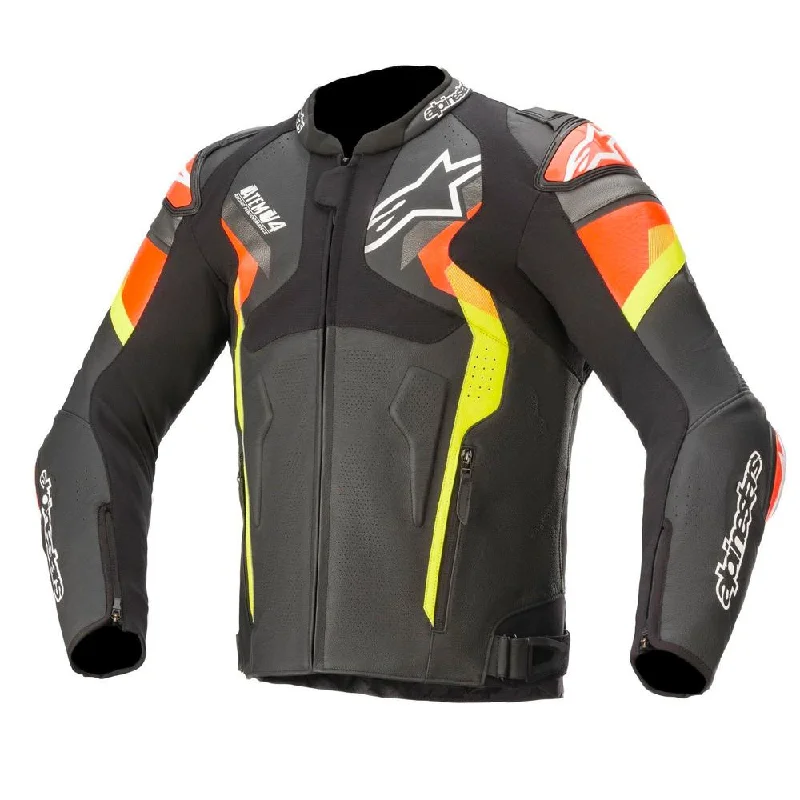 Alpinestars - Atem V4 Leather Black/Red/Yellow Jacket Satin Fabric Silk Fabric Chiffon Fabric