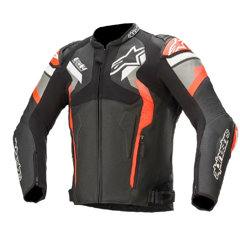 Alpinestars - Atem V4 Leather Black/Red Jacket Zip Front Button Front Snap Front